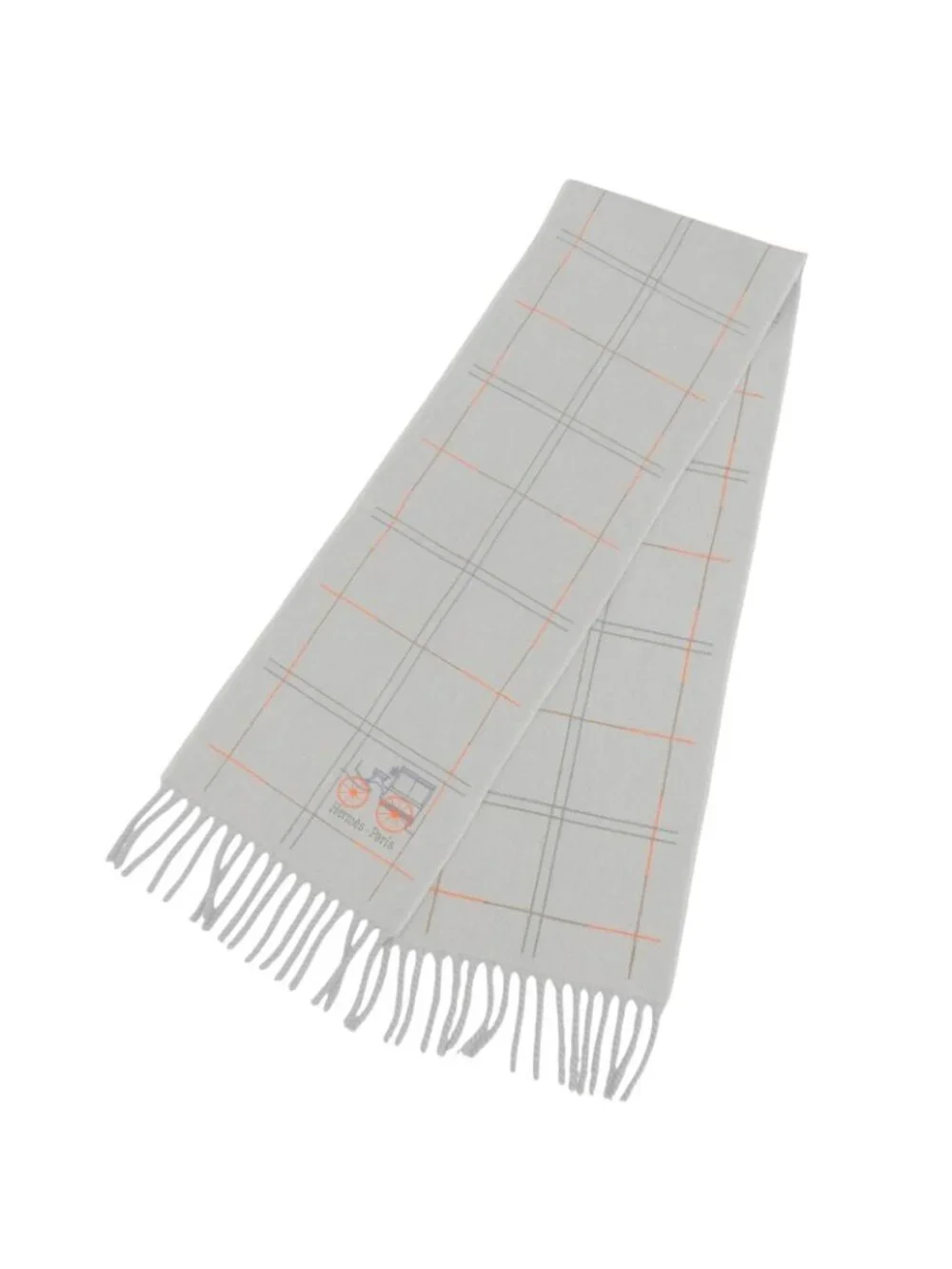 Hermes Clan Brode Roulis Nnu Cashmere 100% Logo Embroidery Scarf with Fringe